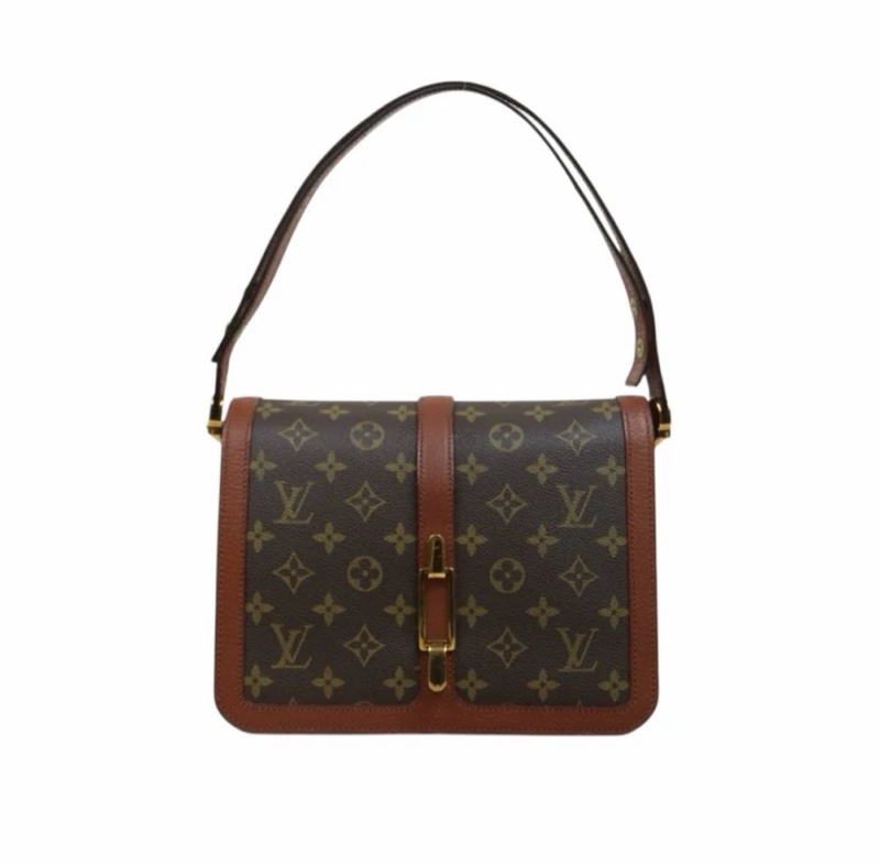 「JL精品代購」9新 LV 老花紅皮 豎金扣風琴單肩包-2