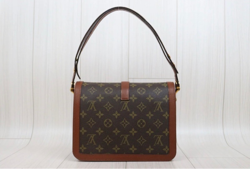 「JL精品代購」9新 LV 老花紅皮 豎金扣風琴單肩包-3