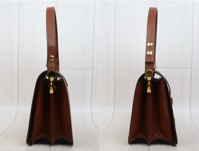 「JL精品代購」9新 LV 老花紅皮 豎金扣風琴單肩包-4