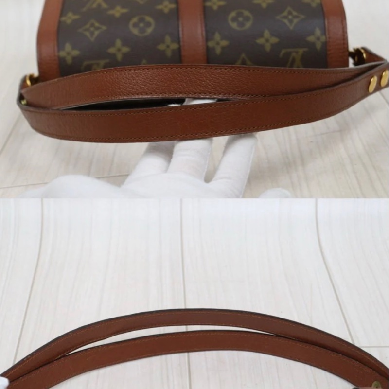 「JL精品代購」9新 LV 老花紅皮 豎金扣風琴單肩包-6