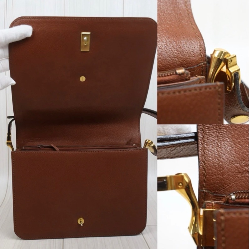 「JL精品代購」9新 LV 老花紅皮 豎金扣風琴單肩包-9