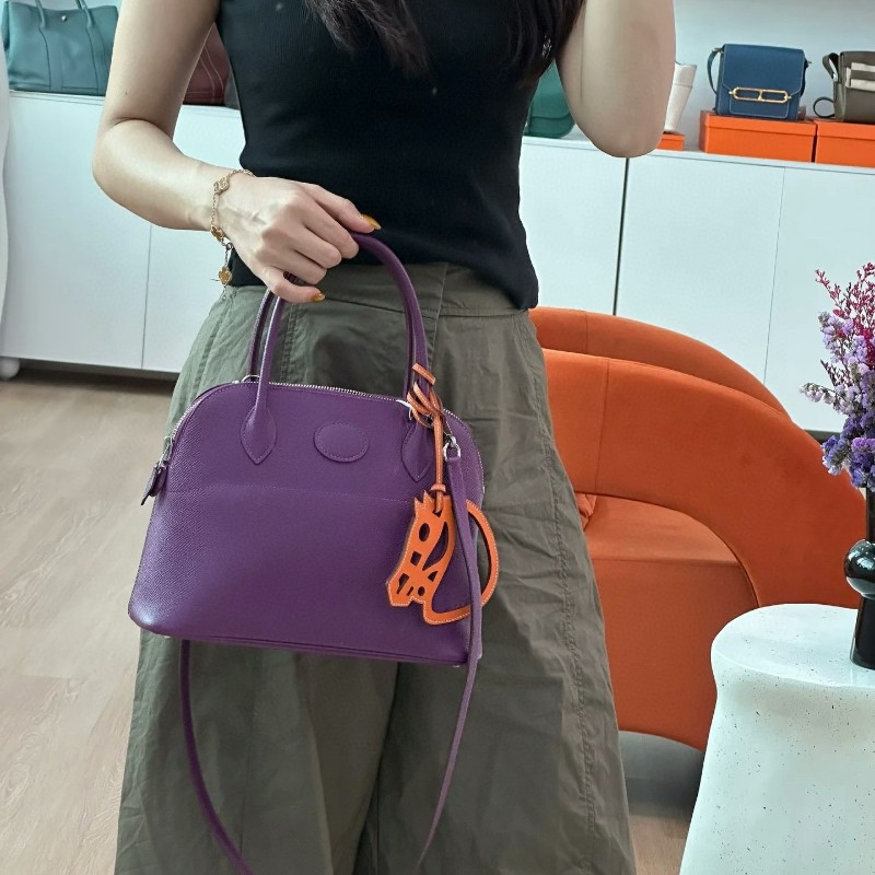 Hermes 愛馬仕 保龄 bolide 27 海葵紫銀扣  手提包肩背包-7