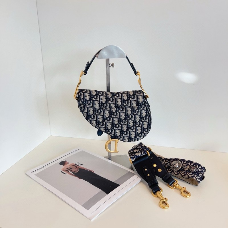 Dior迪奧 Saddle復古老花馬鞍包 小號 手提包肩背包-4