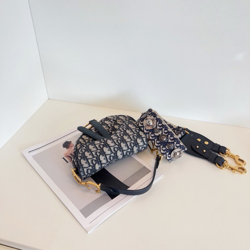 Dior迪奧 Saddle復古老花馬鞍包 小號 手提包肩背包-6