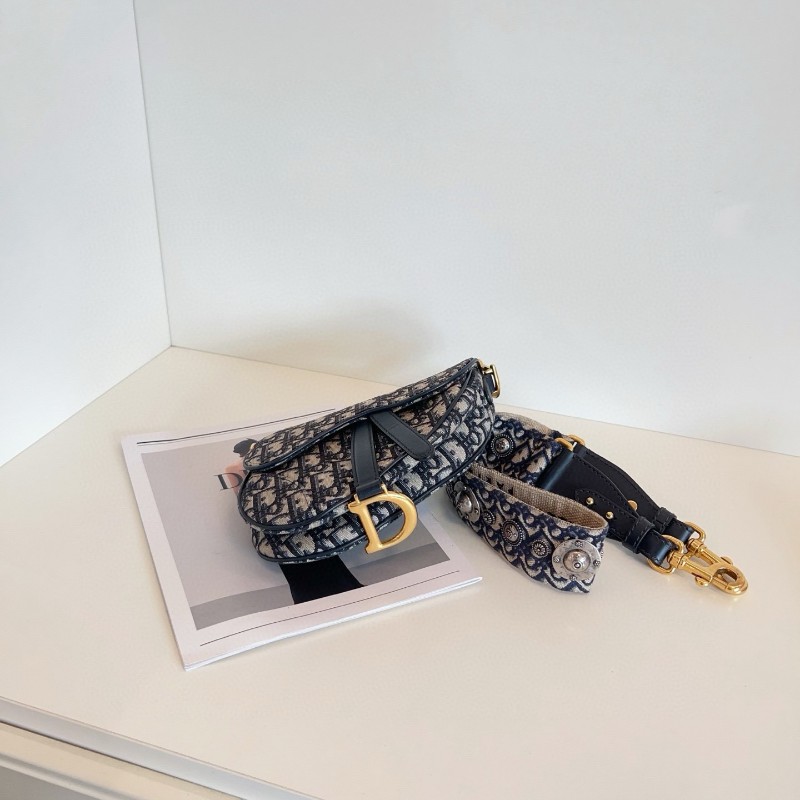 Dior迪奧 Saddle復古老花馬鞍包 小號 手提包肩背包-7