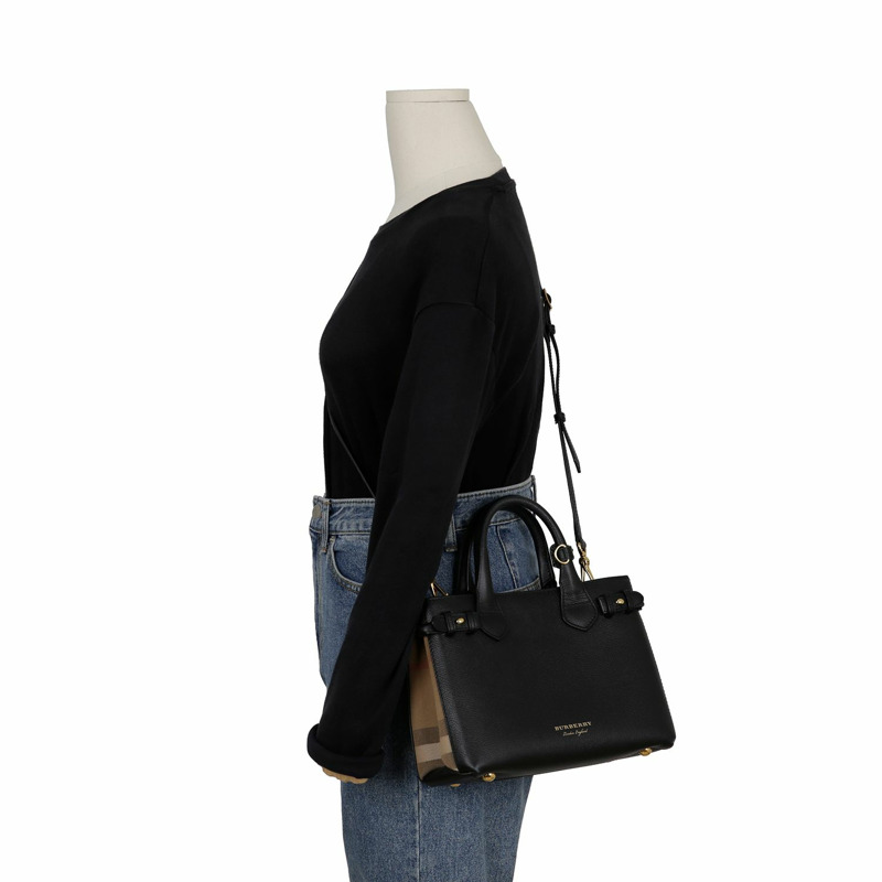 BURBERRY 格紋橫幅小號手提單肩包 4023700-11