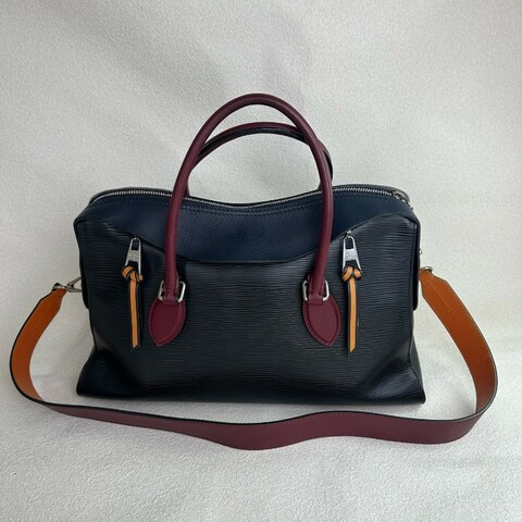 Louis Vuitton  LV新款TUILERIES EPI水波纹黑色拼色手袋  手提包肩背包