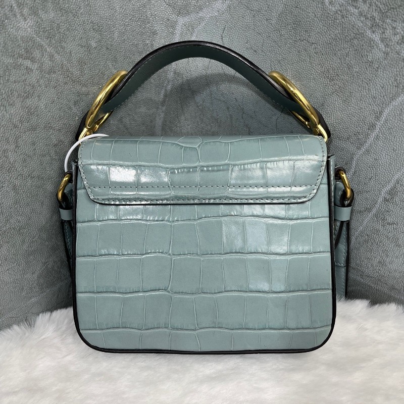Chloe 冰藍色 鱷魚壓紋 mini c bag 肩背包斜背包-1