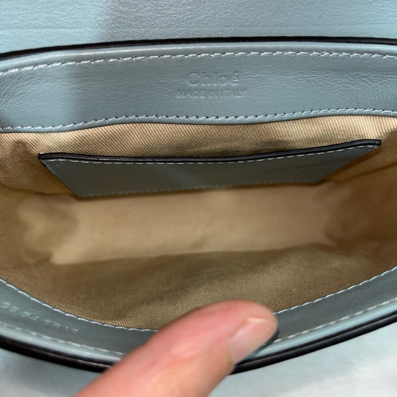 Chloe 冰藍色 鱷魚壓紋 mini c bag 肩背包斜背包-7