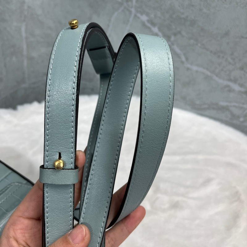 Chloe 冰藍色 鱷魚壓紋 mini c bag 肩背包斜背包-18