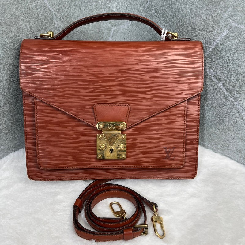 LV Vintage EPI 水波紋牛皮郵差包 肩背包-0