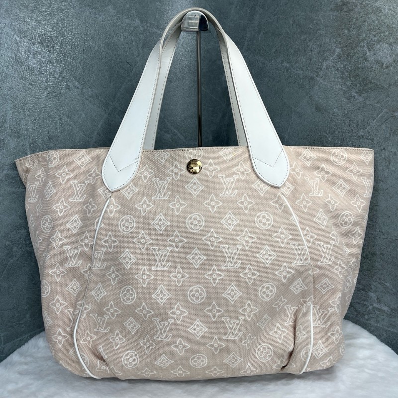 LV 路易威登 限量款 米拼白老花大號帆布子母托特包 手提包-0