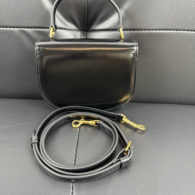 Celine BESACE TRIOMPHE迷你亮泽牛皮革手袋 黑色凱旋門手提包肩背包-1