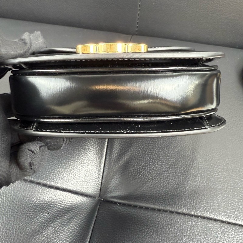 Celine BESACE TRIOMPHE迷你亮泽牛皮革手袋 黑色凱旋門手提包肩背包-4