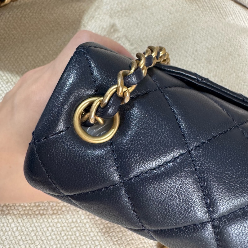 小巴黎二手名牌真品chanel mini coco 金球 狀況好 ㄧ包難求 午夜藍-10