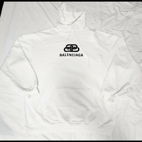 巴黎世家BALENCIAGA 經典鎖頭白色帽T