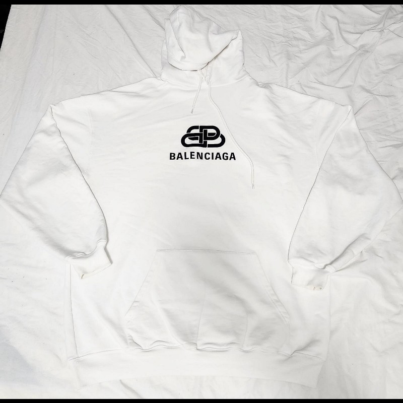 巴黎世家BALENCIAGA 經典鎖頭白色帽T-0