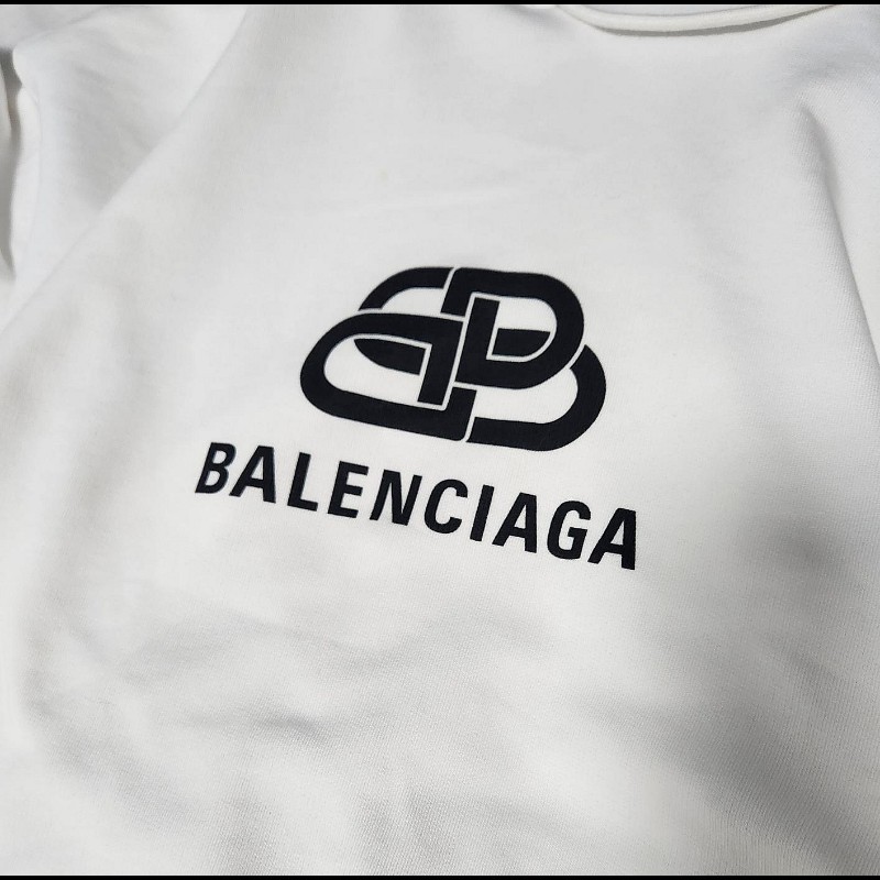 巴黎世家BALENCIAGA 經典鎖頭白色帽T-1