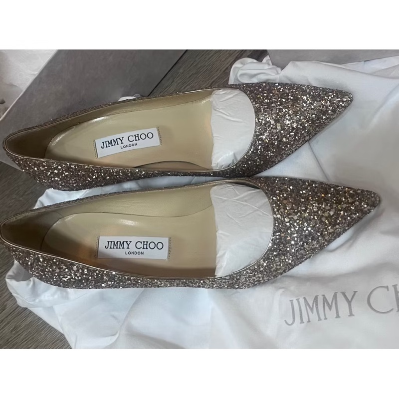 jimmy choo 全新低跟尖頭鞋 閃閃-1