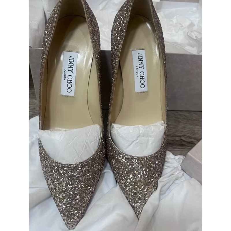 jimmy choo 全新低跟尖頭鞋 閃閃-3