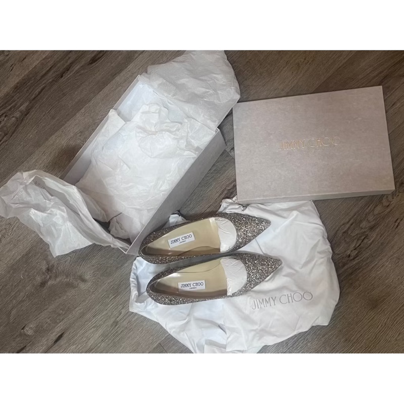 jimmy choo 全新低跟尖頭鞋 閃閃-10