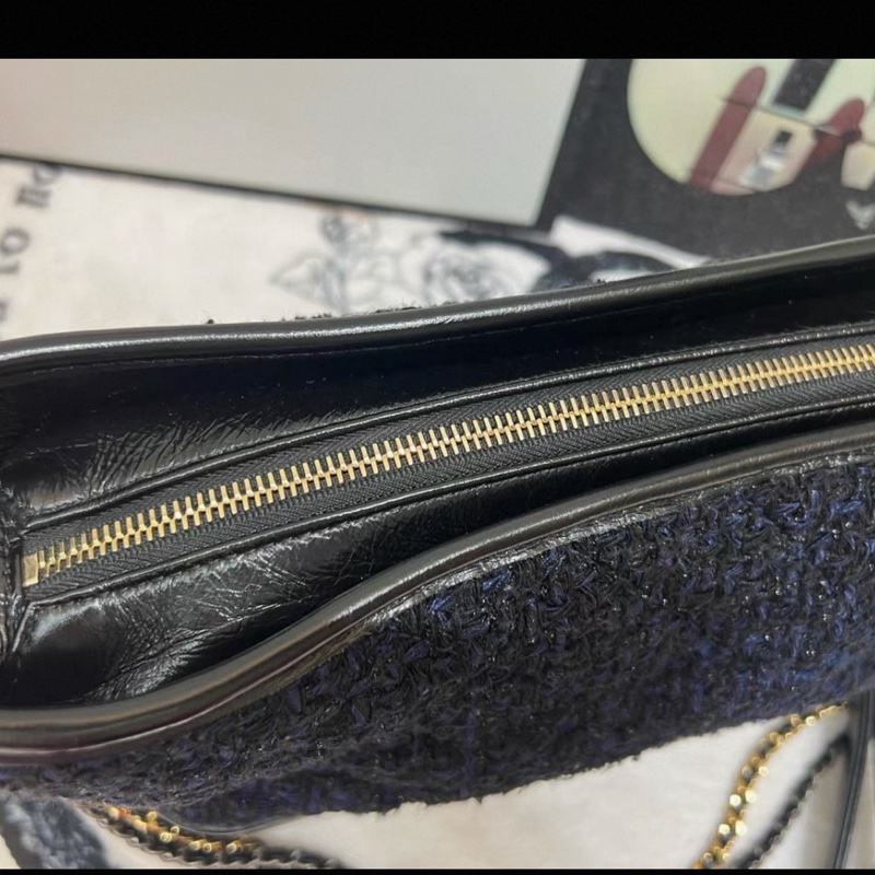 香奈兒/CHANEL限量 中號 深海藍毛呢流浪包 Gabrielle  25開-3