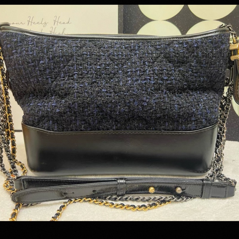 香奈兒/CHANEL限量 中號 深海藍毛呢流浪包 Gabrielle  25開-4