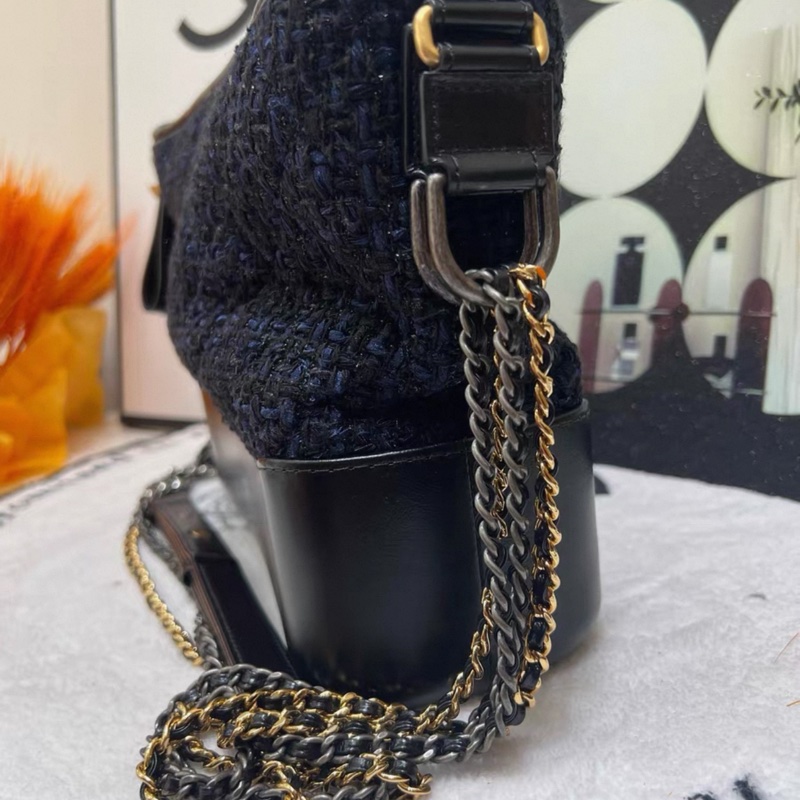 香奈兒/CHANEL限量 中號 深海藍毛呢流浪包 Gabrielle  25開-6