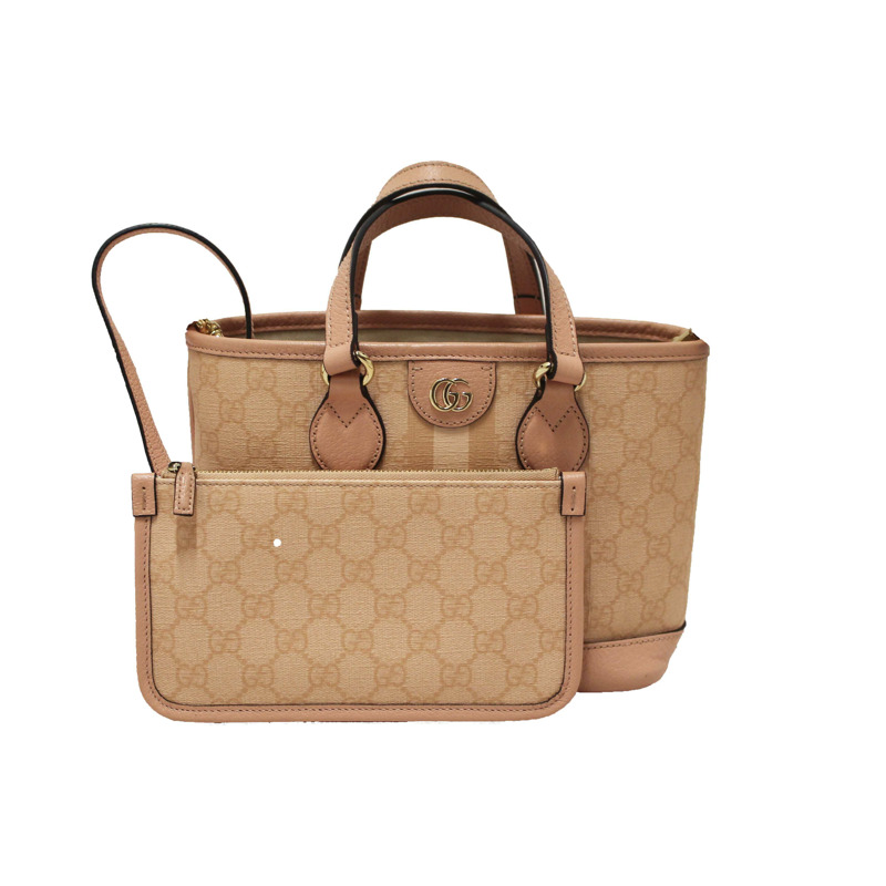 Gucci Pink And White GG Supreme Ophidia Small Tote Bag 811716-0
