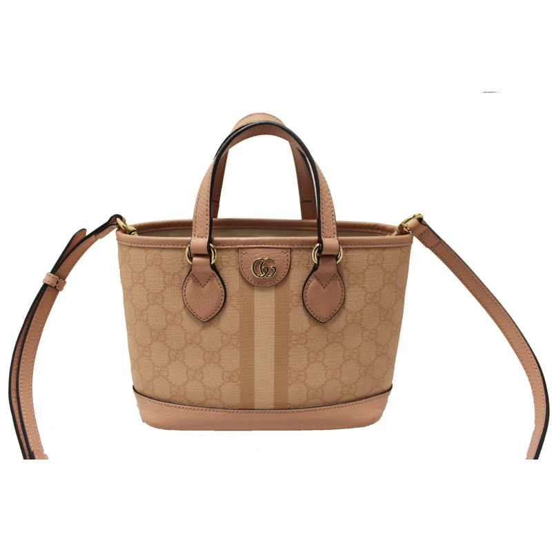 Gucci Pink And White GG Supreme Ophidia Small Tote Bag 811716-1