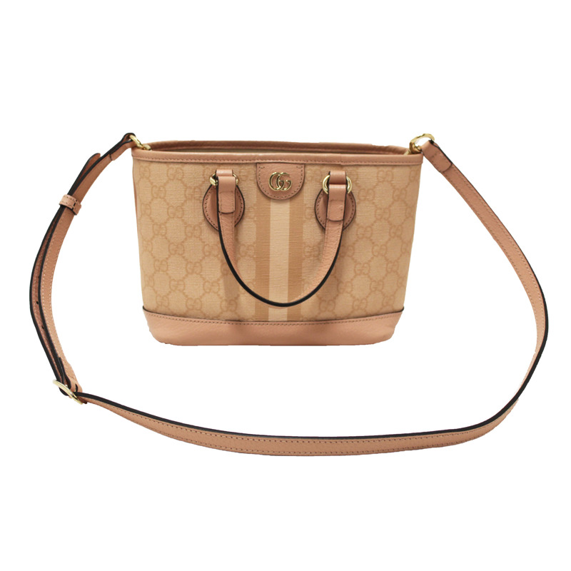 Gucci Pink And White GG Supreme Ophidia Small Tote Bag 811716-2