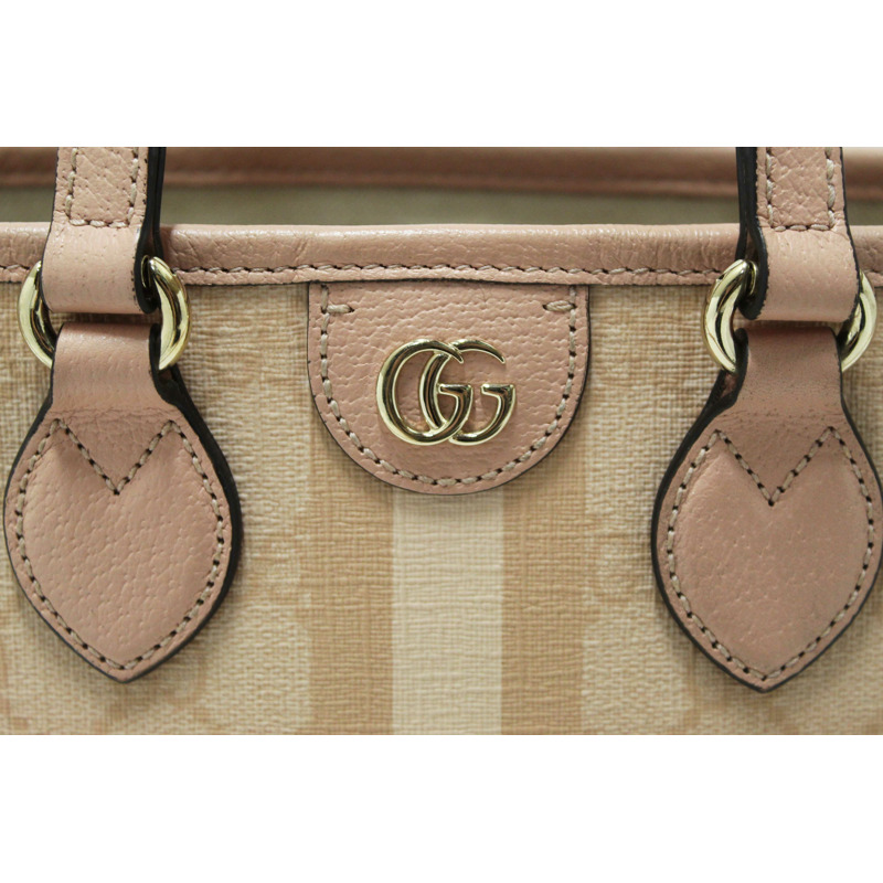 Gucci Pink And White GG Supreme Ophidia Small Tote Bag 811716-3