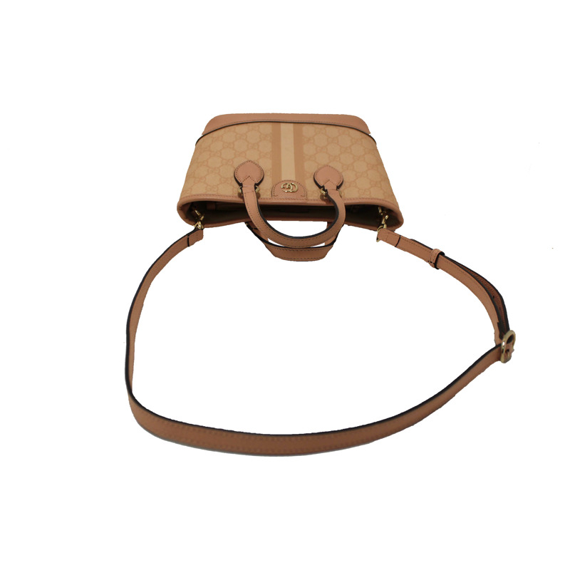 Gucci Pink And White GG Supreme Ophidia Small Tote Bag 811716-8