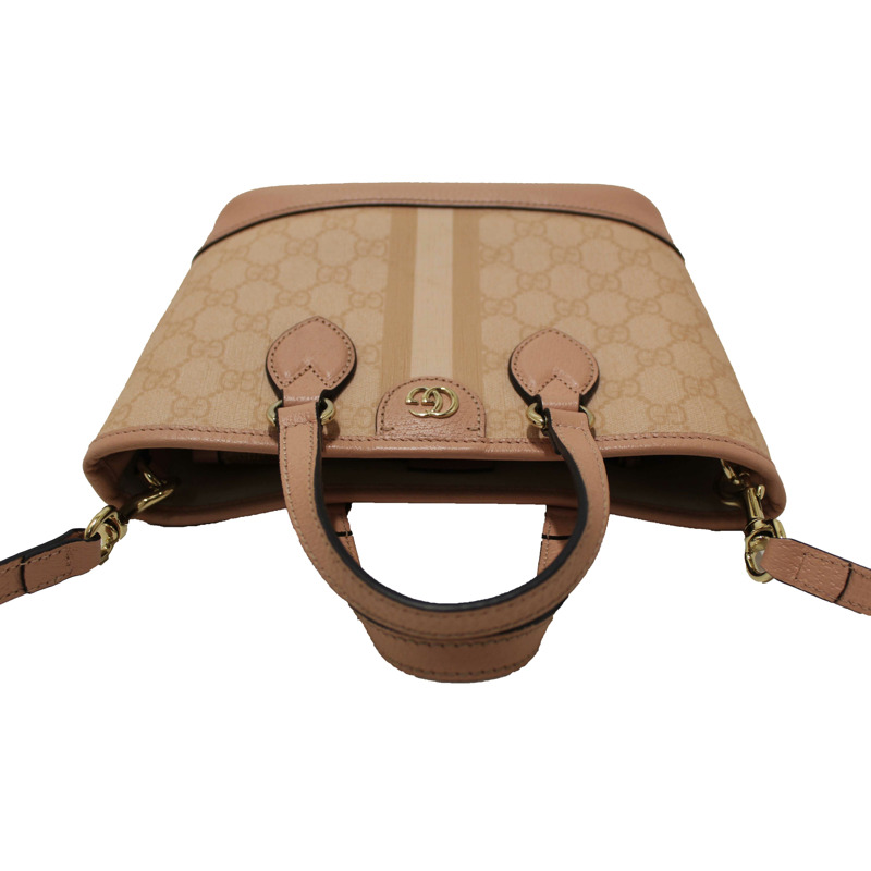 Gucci Pink And White GG Supreme Ophidia Small Tote Bag 811716-11