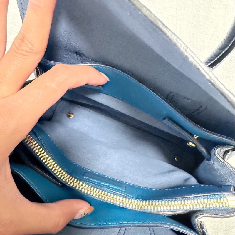 MCM Milla迷你藍色牛皮托特包-18