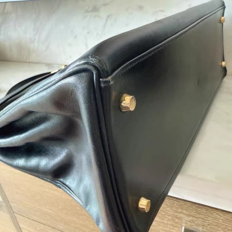 Hermes Kelly 40 box 手提包購物包 經典黑金-9