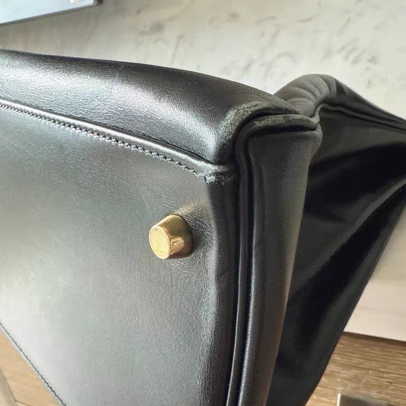 Hermes Kelly 40 box 手提包購物包 經典黑金-11