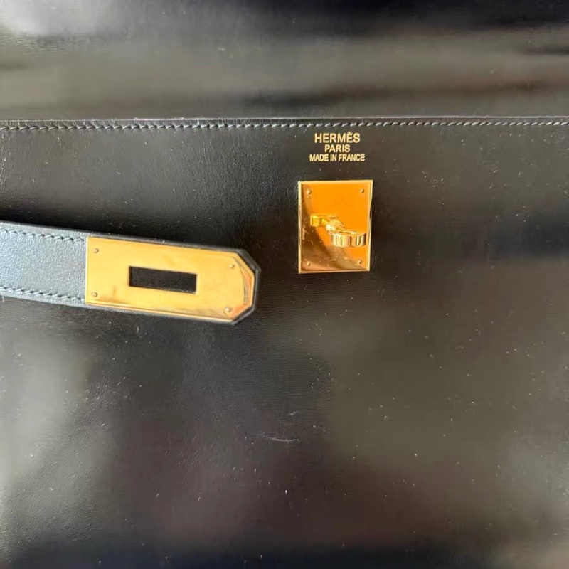 Hermes Kelly 40 box 手提包購物包 經典黑金-14