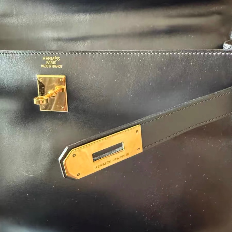 Hermes Kelly 40 box 手提包購物包 經典黑金-15
