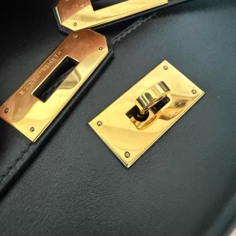 Hermes Kelly 40 box 手提包購物包 經典黑金-17
