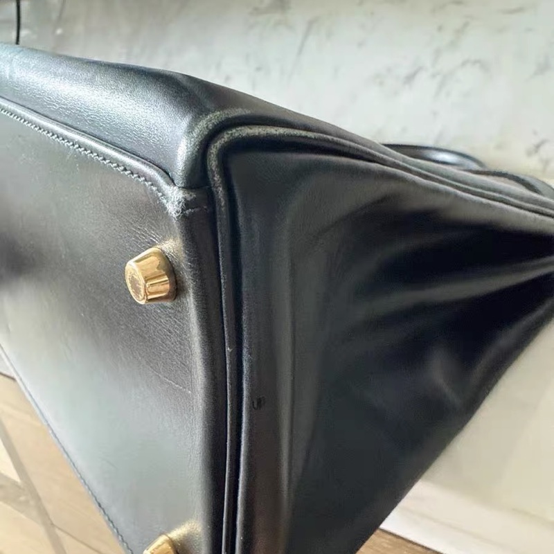 Hermes Kelly 40 box 手提包購物包 經典黑金-26
