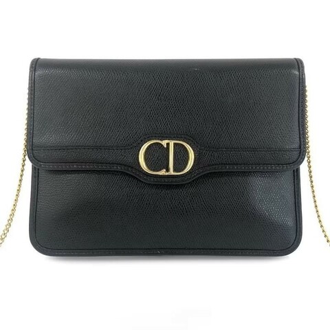 【LA LUNE】稀有中古包 Dior 黑色極簡翻蓋小包 單肩包 側背包 斜背包 古董包