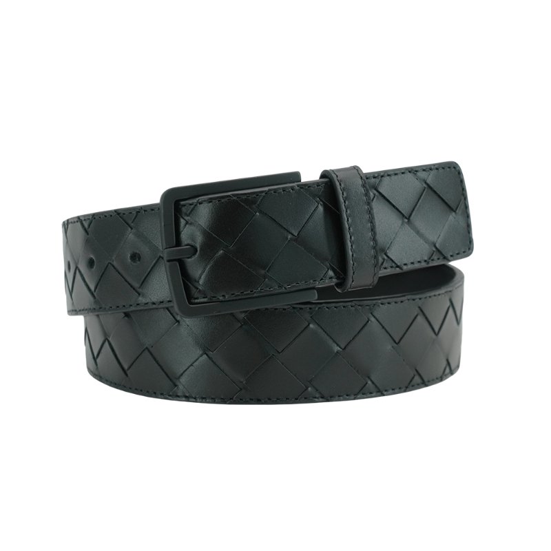Bottega Veneta 編織牛皮黑方扣皮帶/腰帶(609182-黑)-1