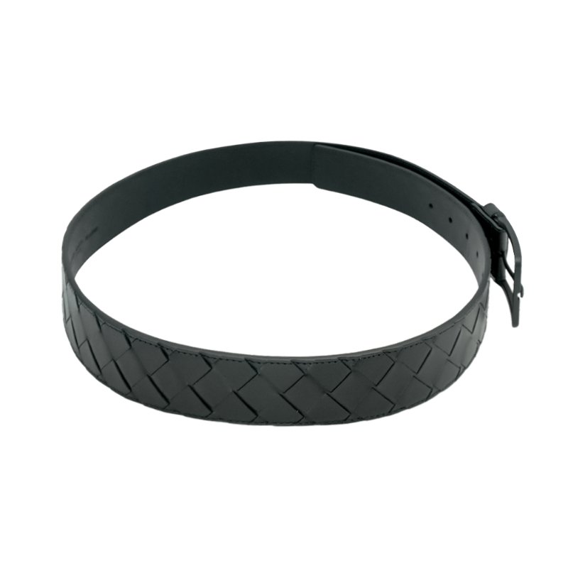 Bottega Veneta 編織牛皮黑方扣皮帶/腰帶(609182-黑)-6