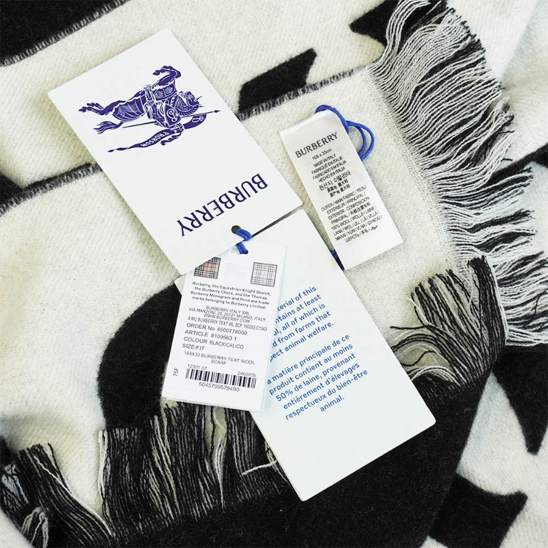 Burberry 品牌徽標字母logo羊毛圍巾(8109563-多色)-6