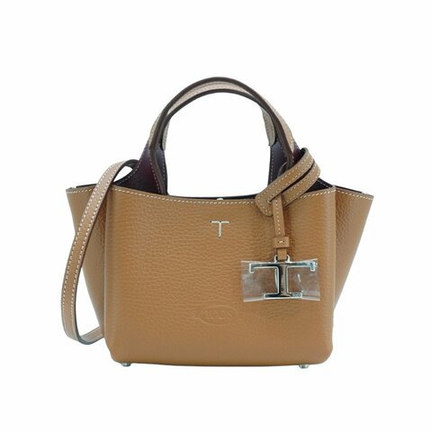 Tod's Apa Micro 小牛皮三層迷你手提兩用包(棕)