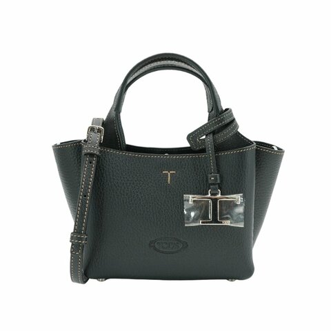 Tod's Apa Micro 小牛皮三層迷你手提兩用包(黑)