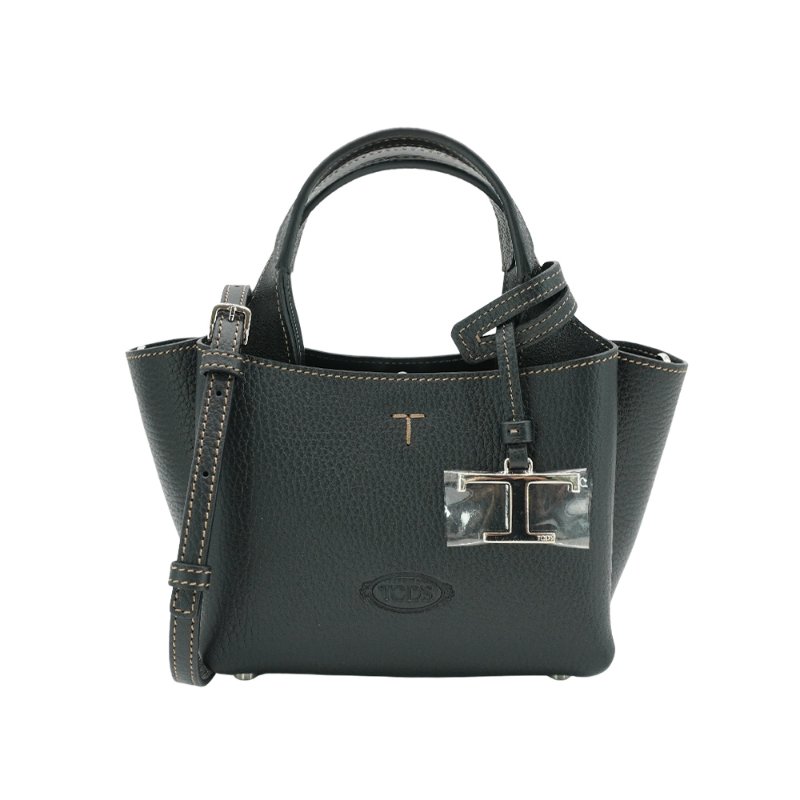 Tod's Apa Micro 小牛皮三層迷你手提兩用包(黑)-0