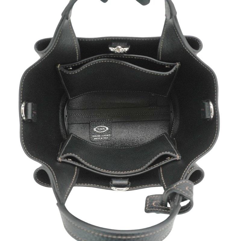 Tod's Apa Micro 小牛皮三層迷你手提兩用包(黑)-4