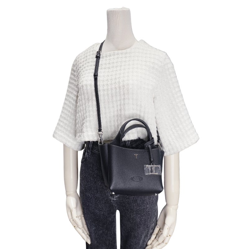 Tod's Apa Micro 小牛皮三層迷你手提兩用包(黑)-5